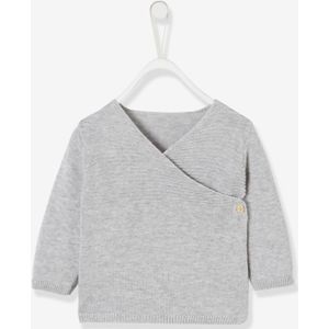 Tricot newborn romper van biologisch katoen grijs gechineerd