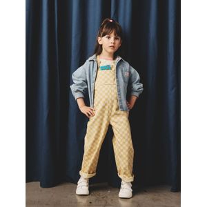 Tuinbroek met ruitmotief meisjes geel, geruit