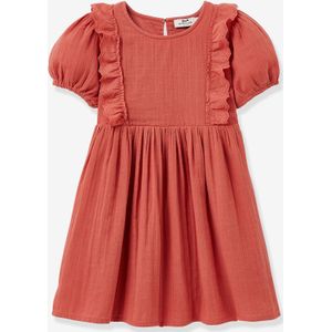 Meisjesjurk van biologisch katoenen gaas CYRILLUS rouge