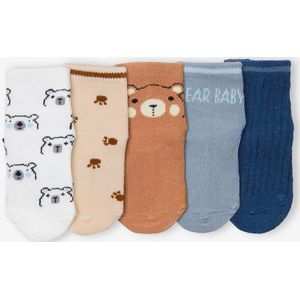 Set van 5 paar babysokjes "baby bear" donkerbruin