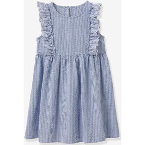 Seersucker meisjesjurk CYRILLUS blauw, gestreept