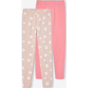 Set van 2 Basics meisjesleggings roze (poederkleur)