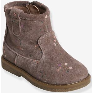 Leren boots met rits voor meisjesbaby taupe