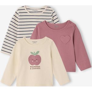 Set van 3 T-shirts Basics - Oudroze - Lange Mouwen