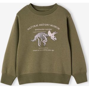 Sweater met ronde hals en geplaatste print voor jongens kaki