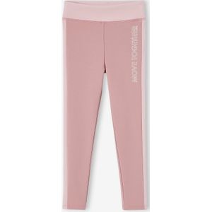 Sportlegging meisjes met zijstroken roze (poederkleur)
