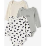 Set van 3 Body's - Saliegroen - Lange Mouwen - Amerikaanse Opening