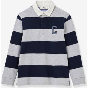 Geruite rugby polo voor jongens van biologisch katoen CYRILLUS grijs