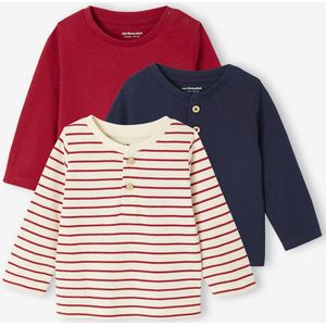 Set van 3 T-shirts Basics van biokatoen baby rood