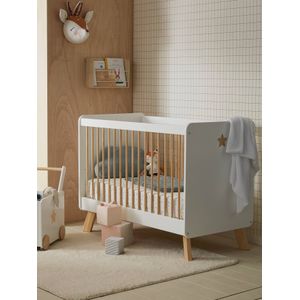 Babybed met spijlen LIJN GROTE BEER wit / hout