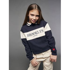 Sweater met polokraag voor meisjes JONEN marineblauw