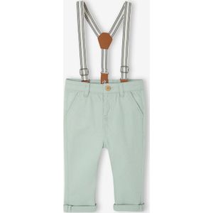 Babybroekje met afneembare bretels saliegroen