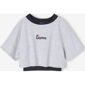 Vertbaudet - 2-in-1 Cropped Sport T-shirt - Meisjes - Ronde Hals - Hartmotief