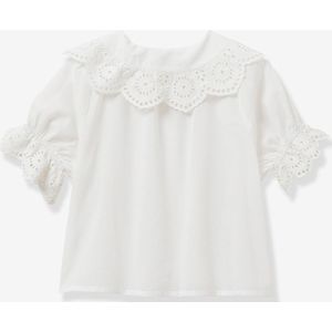 Meisjesblouse met Engels borduurwerk CYRILLUS ecru