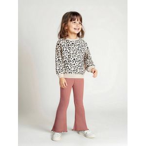 Set met sweater met print en uitlopende legging voor meisjes rozenhout