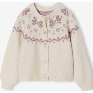 Kerstvestje voor meisjes met jacquardmotieven en glanzende details ecru