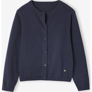 Meisjesvest Basics van fijn breisel antraciet