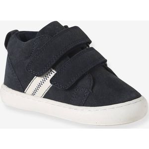 Baskets Mid gevoerd met klittenband leer baby marineblauw