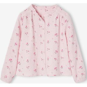 Blouse - Meisjes - Katoenen Gaas - Geprint Motief - Ronde Halslijn