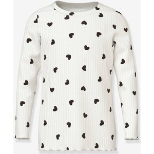 T-shirt met lange mouwen met glitterende harten NMFVEMMA meisje NAME IT Slim-Fit ecru