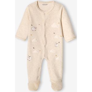 Fluwelen slaappakje voor baby's met opening aan de voorkant gemêleerd beige
