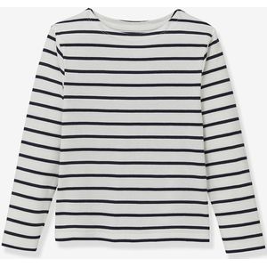 T-shirt met strepen voor jongens van biologisch katoen CYRILLUS blauw