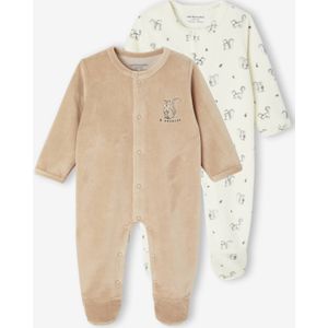 2-delige babyset in fluweel/velours beige