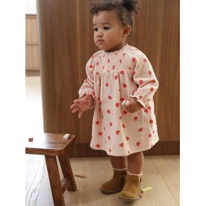 Jurk baby bedrukt met kleine hartjes roze (poederkleur)