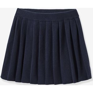 Geplooide tricot rok voor meisjes van CYRILLUS marineblauw
