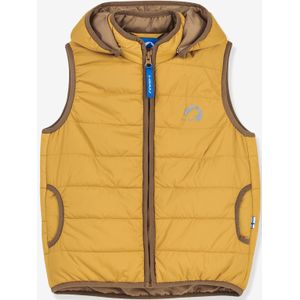 Lichtgewicht gewatteerd kindervest VANULI FINKID, zip-in binnenjas geel