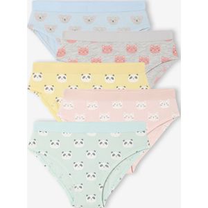 Set van 5 slipjes voor meisjes Dieren azuurblauw