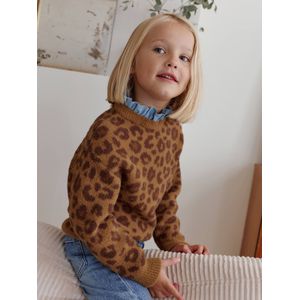 Trui - Bruin - Capsulecollectie - Meisjes - Luipaardprint - Gebreide Truien