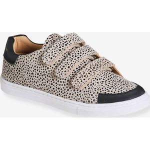 Meisjessneakers met luipaardprint beige, bedrukt