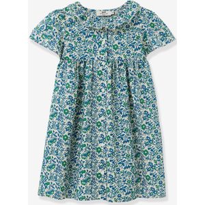 Meisjesjurk van Liberty CYRILLUS-stof groen, bedrukt