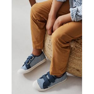 Stoffen sneakers met klittenband voor kinderen blauw