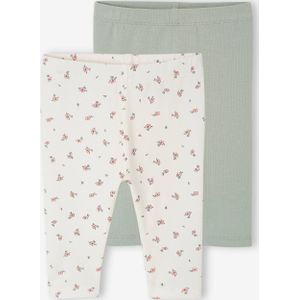 Set van 2 basic babyleggings saliegroen