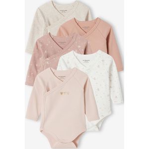 Vertbaudet - Set van 5 Rompertjes - Hartjes - Lange Mouwen - Biokatoen
