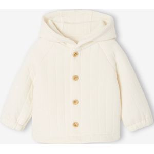 Fleece gewatteerd vestje met capuchon voor pasgeborene ecru
