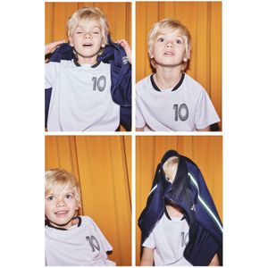 T-shirt met korte mouwen voor jongens en voetbalprint wit