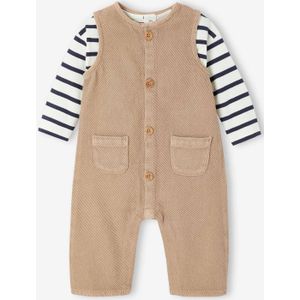 Set t-shirt + jumpsuit met strepen pecannoot