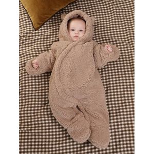 Babypakje voor pasgeborenen van imitatiebont met oren beige