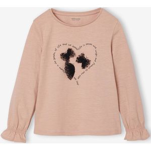 Romantisch meisjesshirt met decoratief motief roze (poederkleur)