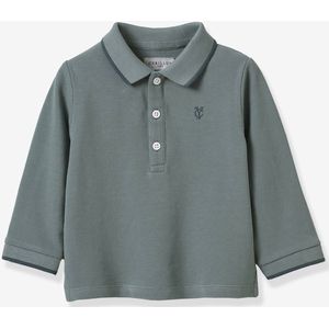 Polo in piqué gebreid baby biologisch katoen CYRILLUS groen