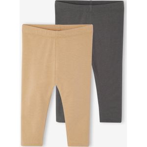 Set van 2 lange baby-leggings meisje okergeel