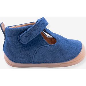 Leren babylaarsjes met klittenband 4001B102 Babybotte blauw