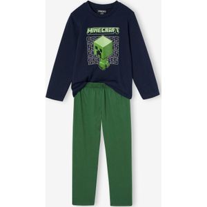Minecraft - Jongenspyjama - Nachtblauw - T-shirt met Lange Mouwen
