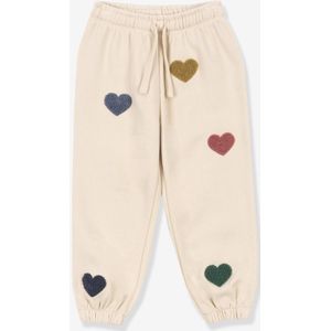 KONGES SLOJD - Joggingbroek - Beige - Fleece met Hartjesmotieven