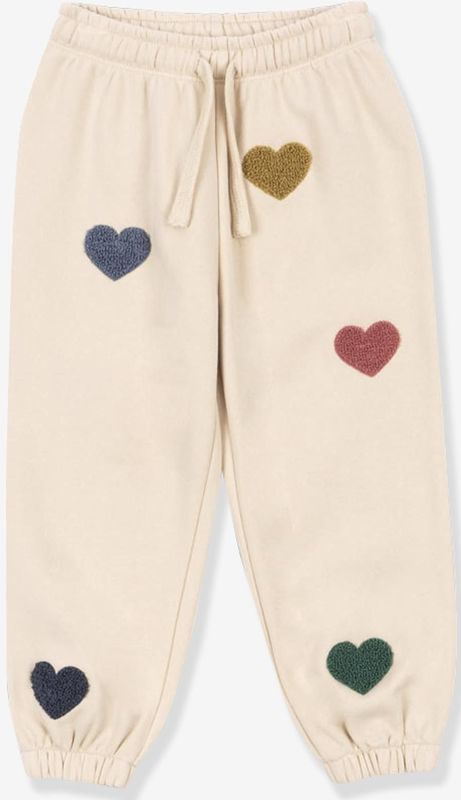 KONGES SLOJD - Joggingbroek - Beige - Fleece met Hartjesmotieven