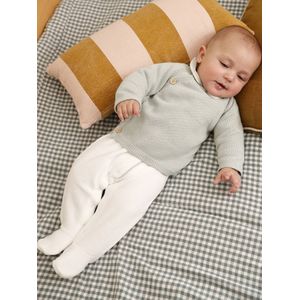 Babypakje 3-delige set in effen tricot vestje + babyslaappakje + body saliegroen