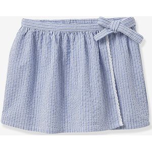 Rok-short van seersucker voor meisjes CYRILLUS blauw, gestreept